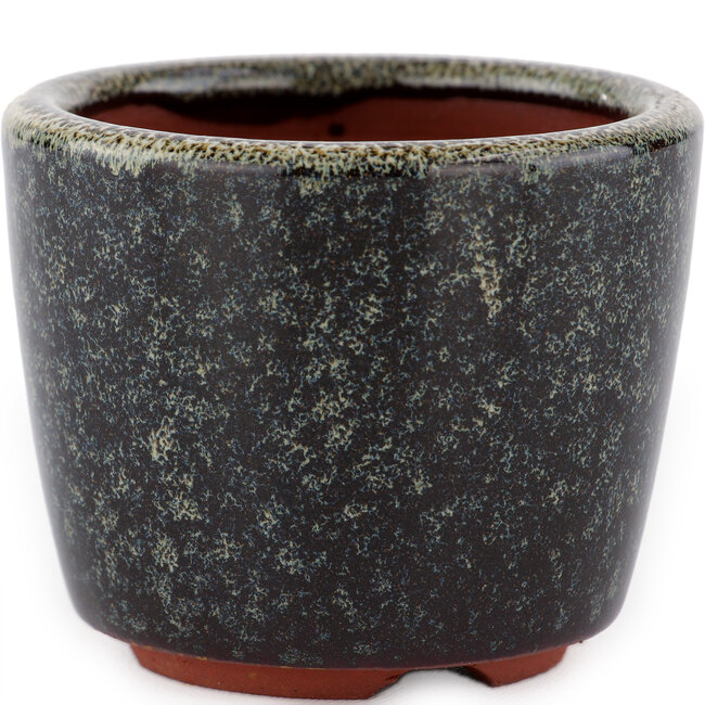 Ronde bruine bonsaipot van Eime Yozan - 75 x 75 x 60 mm