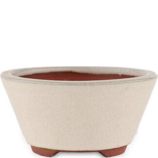  Eimei ( Yozan kiln) 120 mm gebroken witte bonsaipot van Eime Yozan, Tokoname, Japan