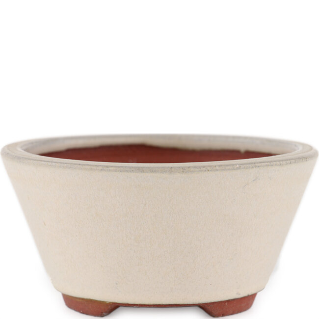 Vaso bonsai rotondo bianco sporco di Eime Yozan - 120 x 120 x 55 mm