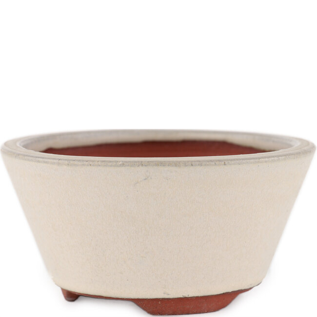 Round off-white bonsai pot by Eime Yozan - 120 x 120 x 55 mm