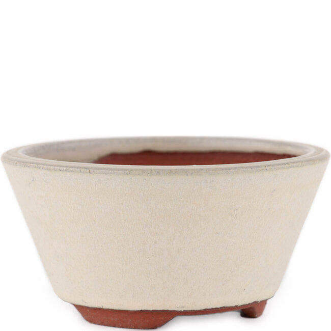 Round off-white bonsai pot by Eime Yozan - 120 x 120 x 55 mm