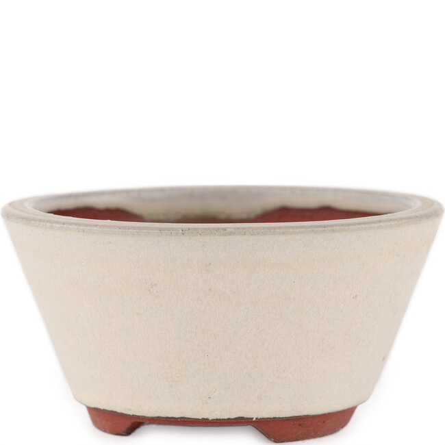 Vaso bonsai rotondo bianco sporco di Eime Yozan - 120 x 120 x 55 mm