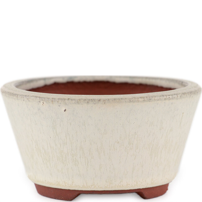 Round off-white bonsai pot by Eime Yozan - 100 x 100 x 55 mm