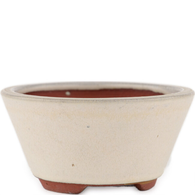 Vaso bonsai rotondo bianco sporco di Eime Yozan - 120 x 120 x 55 mm