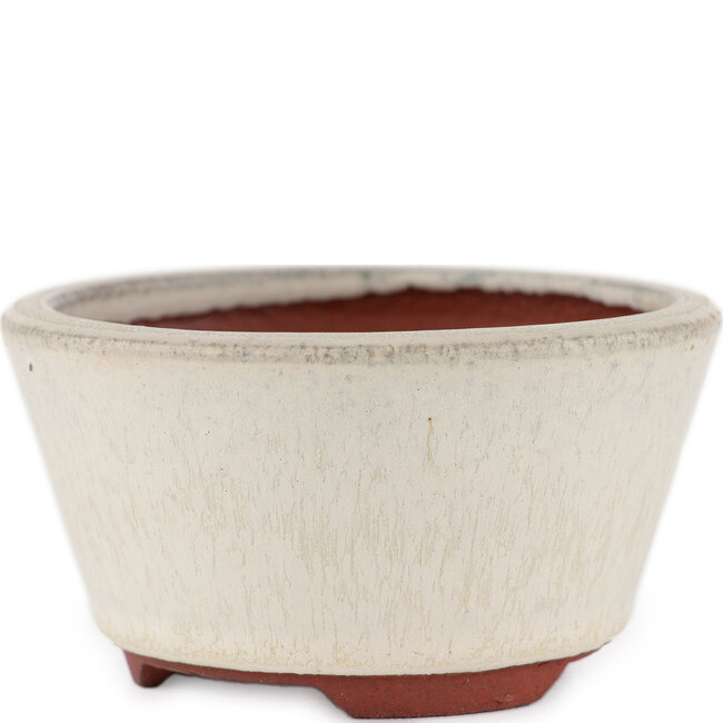 Round off-white bonsai pot by Eime Yozan - 100 x 100 x 55 mm