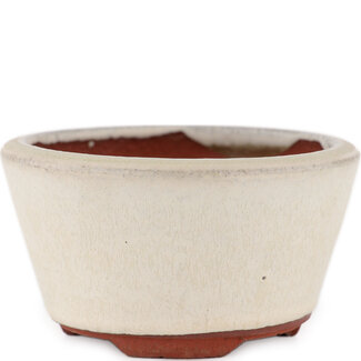  Eimei ( Yozan kiln) 100 mm gebroken witte bonsaipot van Eime Yozan, Tokoname, Japan