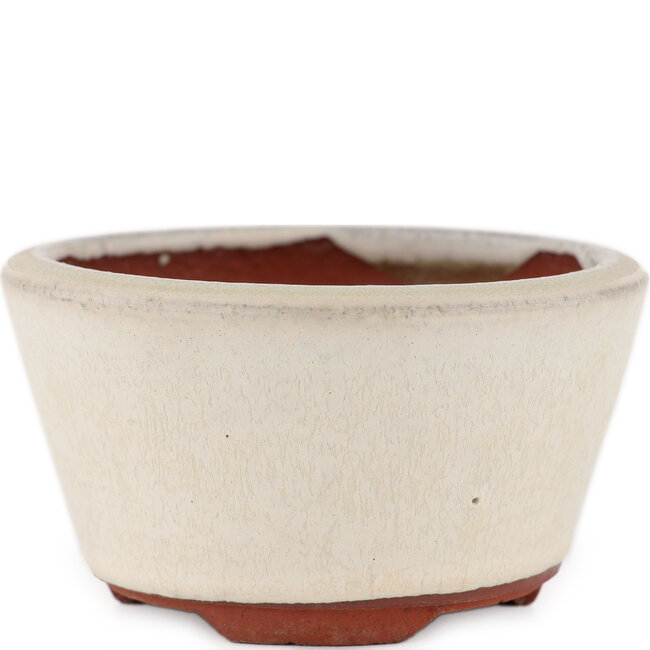 Pot à bonsaï rond blanc cassé par Eime Yozan - 100 x 100 x 55 mm