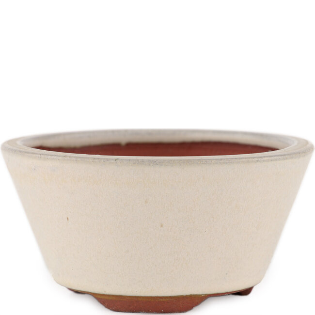 Vaso bonsai rotondo bianco sporco di Eime Yozan - 120 x 120 x 55 mm