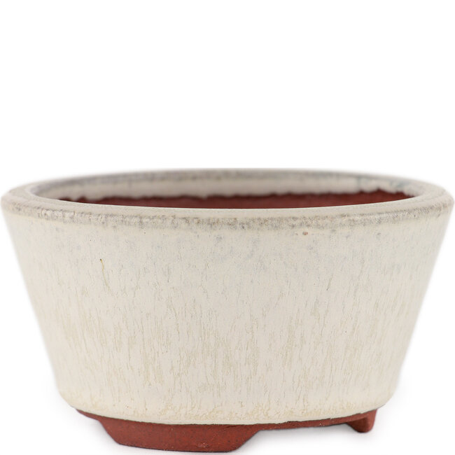 Vaso bonsai rotondo bianco sporco di Eime Yozan - 100 x 100 x 55 mm