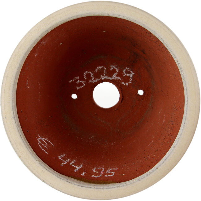 Ronde gebroken witte bonsaipot van Eime Yozan - 120 x 120 x 55 mm