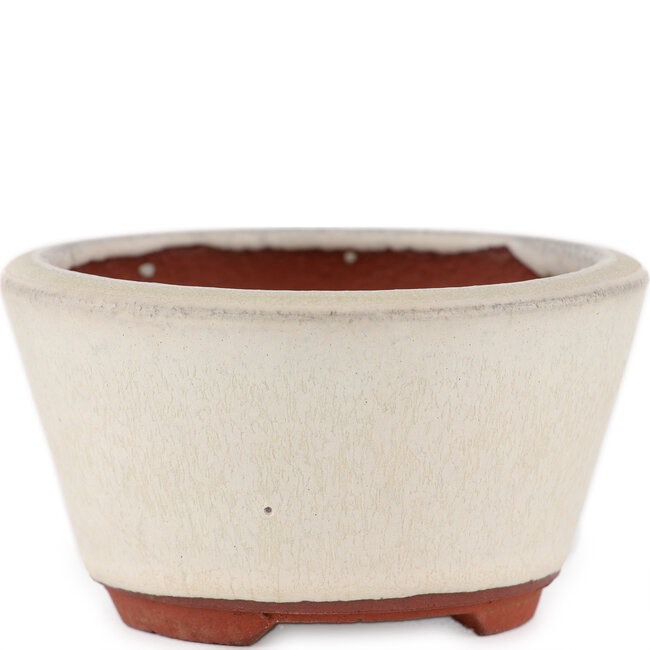 Pot à bonsaï rond blanc cassé par Eime Yozan - 100 x 100 x 55 mm