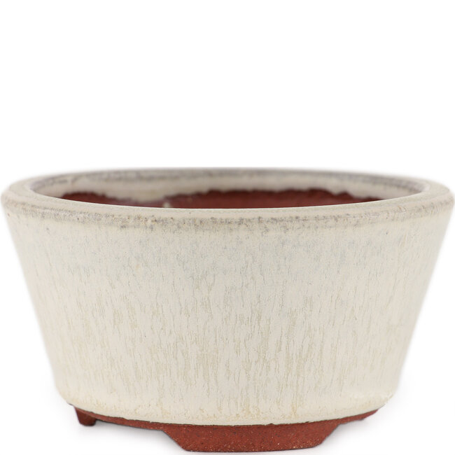 Vaso bonsai rotondo bianco sporco di Eime Yozan - 100 x 100 x 55 mm