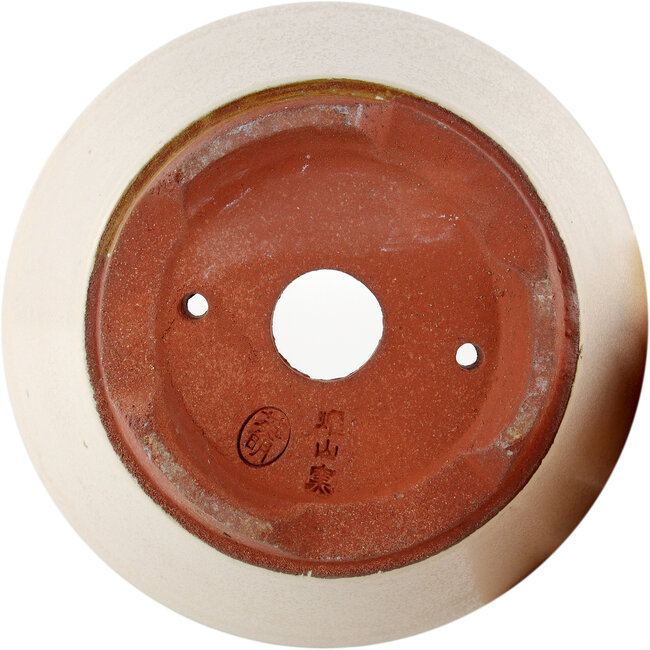 Runder cremefarbener Bonsaitopf von Eime Yozan – 120 x 120 x 55 mm
