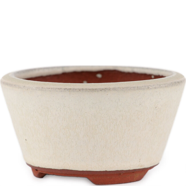 Round off-white bonsai pot by Eime Yozan - 100 x 100 x 55 mm