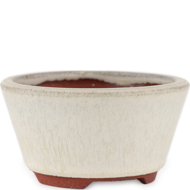 Round off-white bonsai pot by Eime Yozan - 100 x 100 x 55 mm