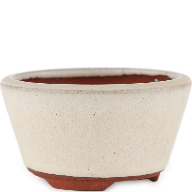 Pot à bonsaï rond blanc cassé par Eime Yozan - 100 x 100 x 55 mm