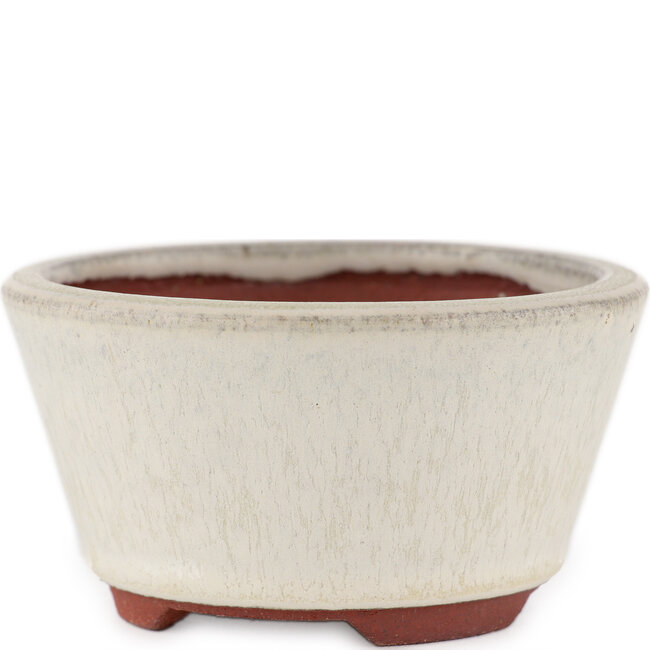 Vaso bonsai rotondo bianco sporco di Eime Yozan - 100 x 100 x 55 mm