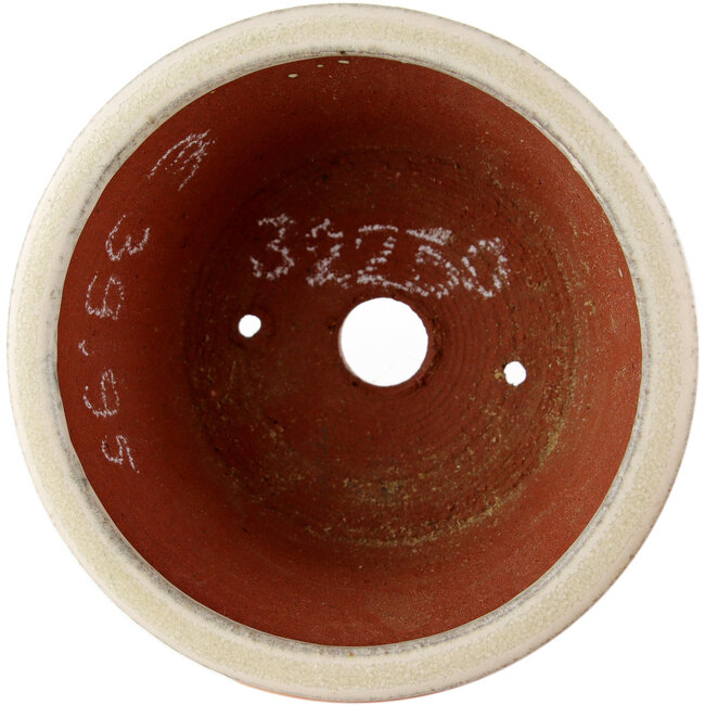 Round off-white bonsai pot by Eime Yozan - 100 x 100 x 55 mm