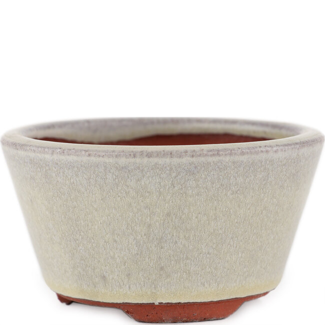 Pot à bonsaï rond blanc cassé par Eime Yozan - 100 x 100 x 55 mm