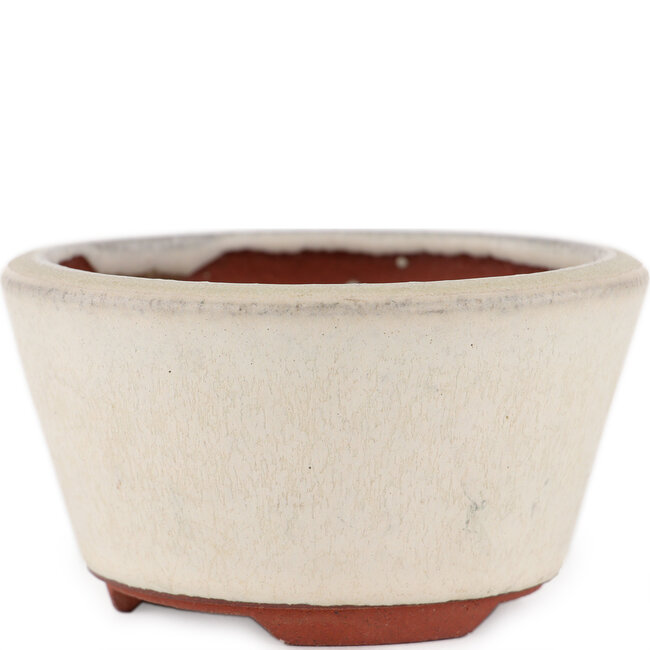 Vaso bonsai rotondo bianco sporco di Eime Yozan - 100 x 100 x 55 mm