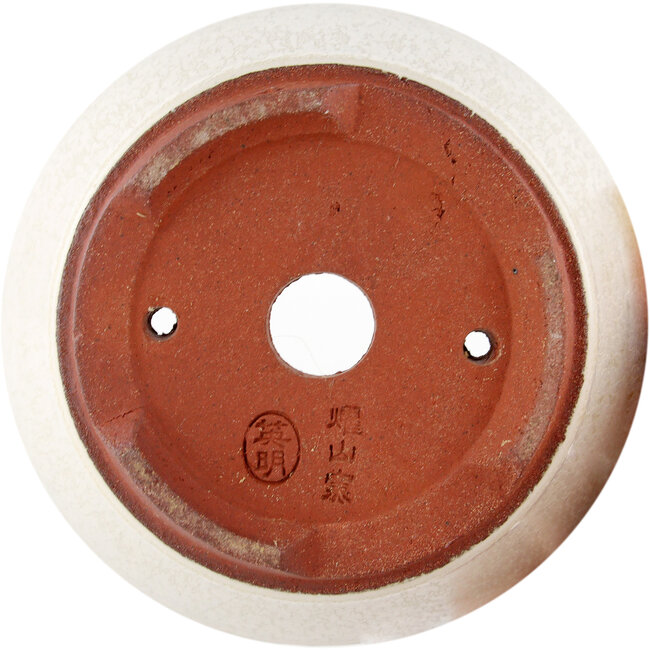 Vaso bonsai rotondo bianco sporco di Eime Yozan - 100 x 100 x 55 mm