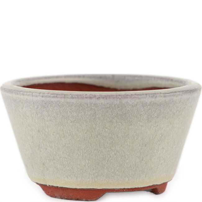 Round off-white bonsai pot by Eime Yozan - 100 x 100 x 55 mm