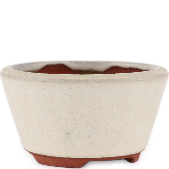 Pot à bonsaï rond blanc cassé par Eime Yozan - 100 x 100 x 55 mm