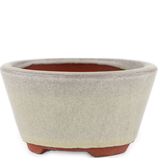 Round off-white bonsai pot by Eime Yozan - 100 x 100 x 55 mm
