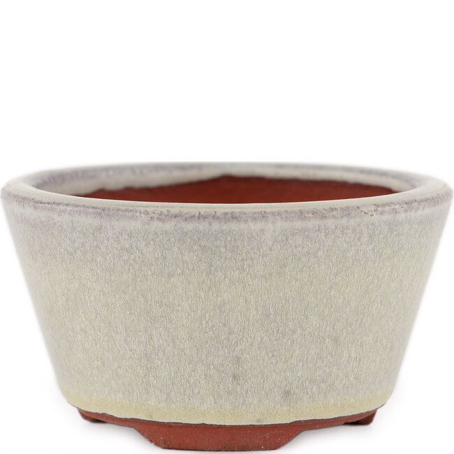 Round off-white bonsai pot by Eime Yozan - 100 x 100 x 55 mm