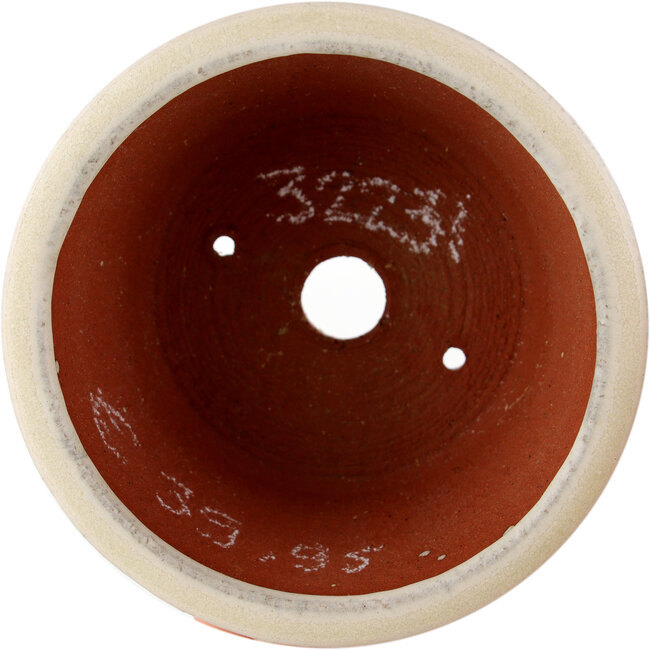 Vaso bonsai rotondo bianco sporco di Eime Yozan - 100 x 100 x 55 mm