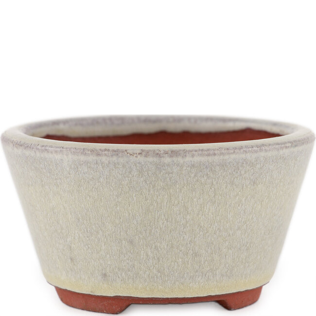 Round off-white bonsai pot by Eime Yozan - 100 x 100 x 55 mm