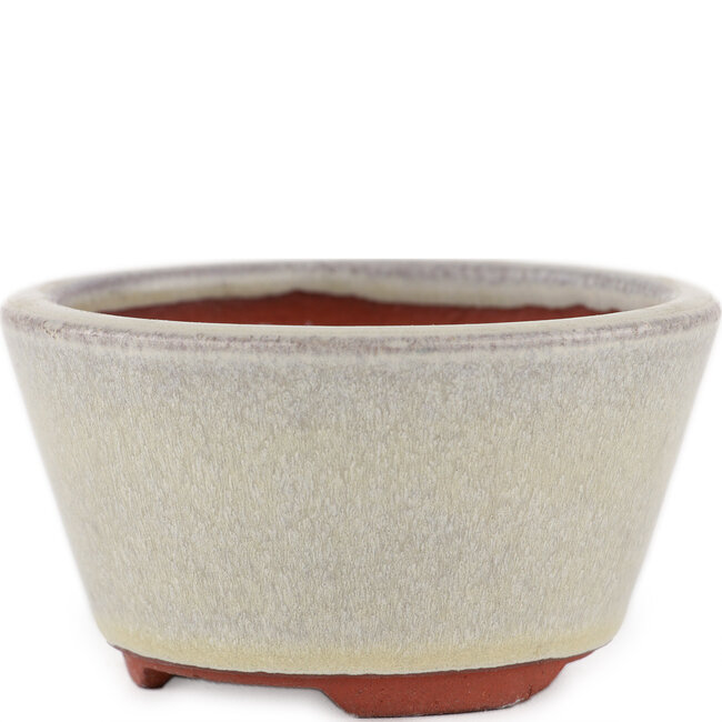 Vaso bonsai rotondo bianco sporco di Eime Yozan - 100 x 100 x 55 mm