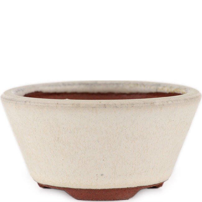 Round off-white bonsai pot by Eime Yozan - 90 x 90 x 40 mm