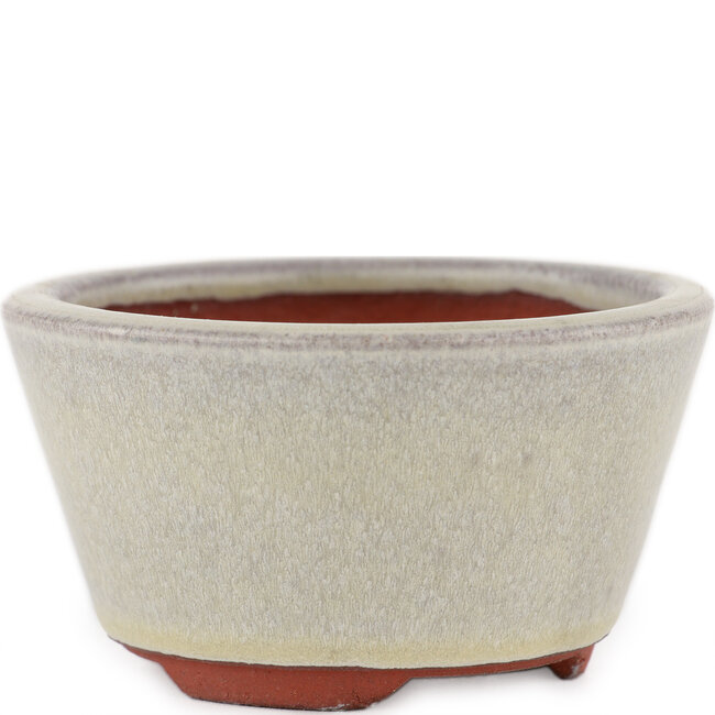 Vaso bonsai rotondo bianco sporco di Eime Yozan - 100 x 100 x 55 mm