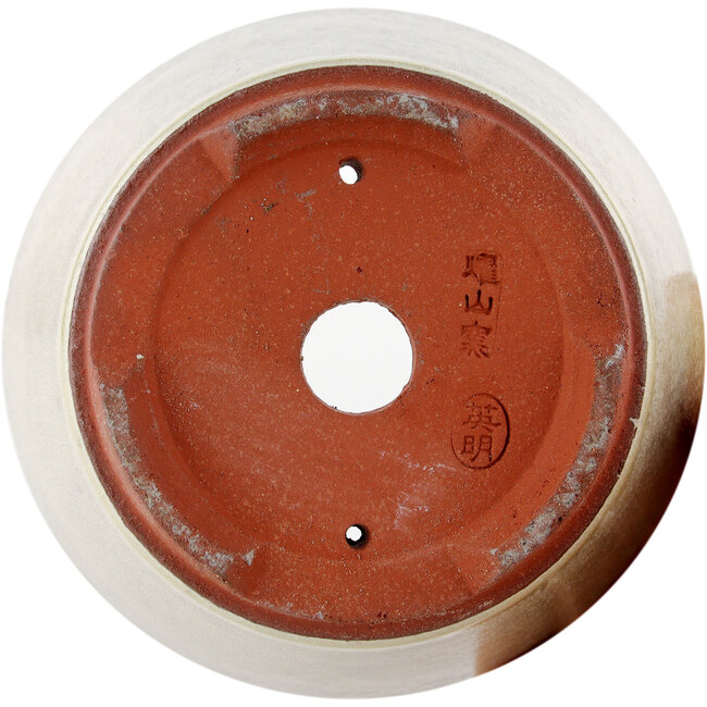 Runder cremefarbener Bonsaitopf von Eime Yozan – 100 x 100 x 55 mm