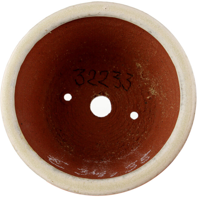 Round off-white bonsai pot by Eime Yozan - 90 x 90 x 40 mm