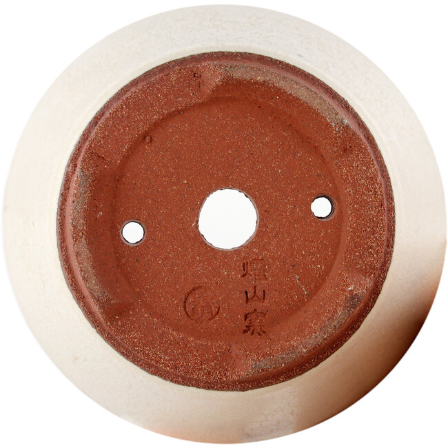 Runder cremefarbener Bonsaitopf von Eime Yozan – 90 x 90 x 40 mm