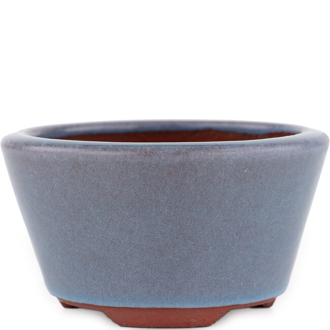 Round blue bonsai pot by Eime Yozan - 100 x 100 x 55 mm