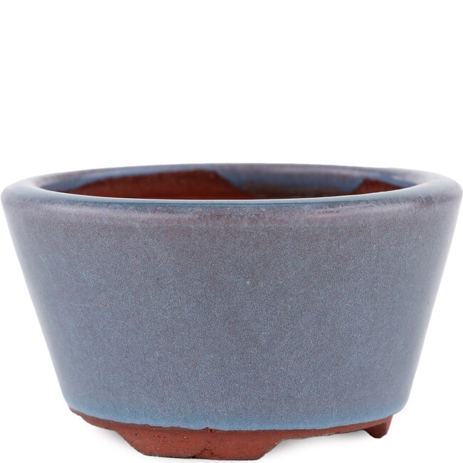 Round blue bonsai pot by Eime Yozan - 100 x 100 x 55 mm