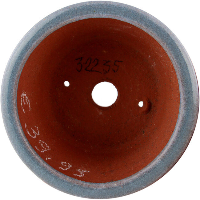 Round blue bonsai pot by Eime Yozan - 100 x 100 x 55 mm