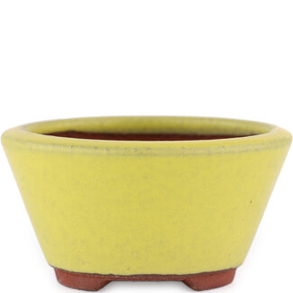 Eimei ( Yozan kiln) 90 mm  yellow bonsai pot by Eime Yozan, Tokoname, Japan  Eimei ( Yozan kiln) 90 mm  yellow bonsai pot by Eime Yozan, Tokoname, Japan