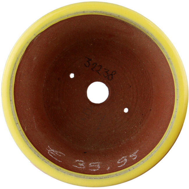 Vaso bonsai rotondo giallo di Eime Yozan - 100 x 100 x 55 mm