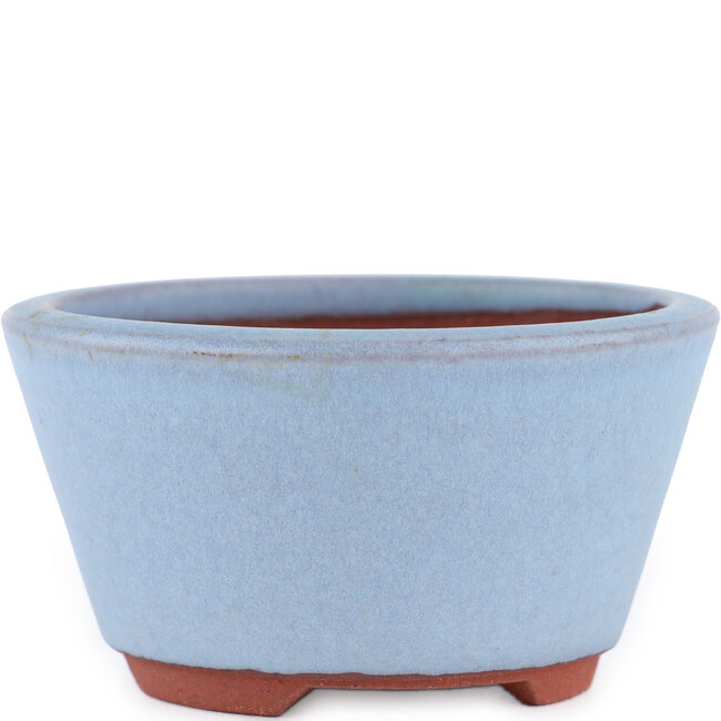 Round blue bonsai pot by Eime Yozan - 100 x 100 x 55 mm