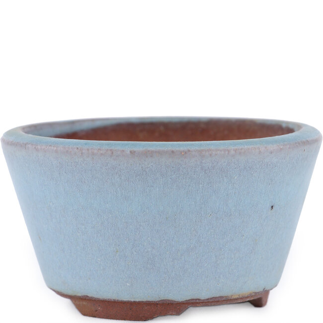 Round blue bonsai pot by Eime Yozan - 100 x 100 x 55 mm