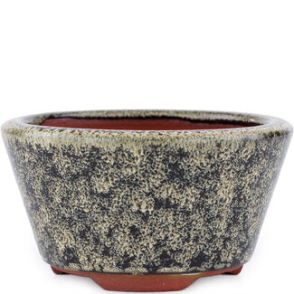  Eimei ( Yozan kiln) Bruine bonsaipot van 100 mm van Eime Yozan, Tokoname, Japan