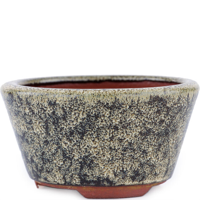 Round brown bonsai pot by Eime Yozan - 100 x 100 x 55 mm