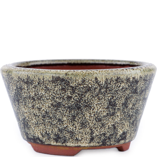 Round brown bonsai pot by Eime Yozan - 100 x 100 x 55 mm