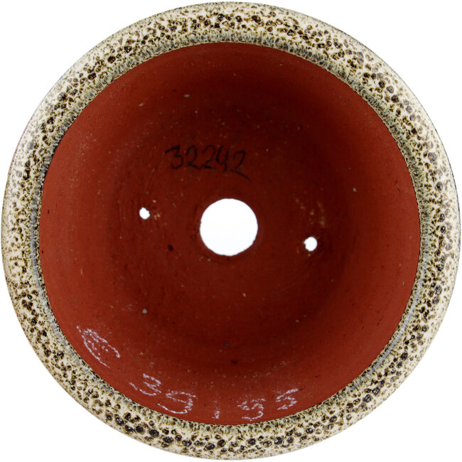 Round brown bonsai pot by Eime Yozan - 100 x 100 x 55 mm