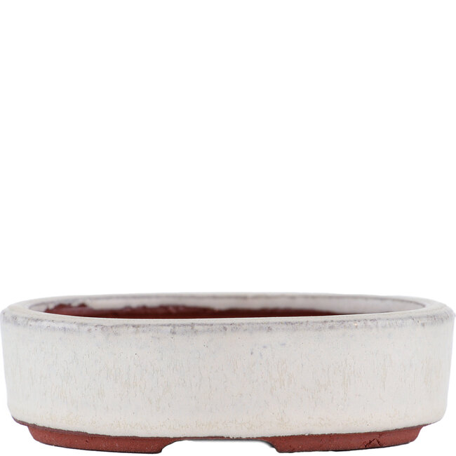 Pot à bonsaï ovale blanc cassé par Eime Yozan - 115 x 85 x 27 mm