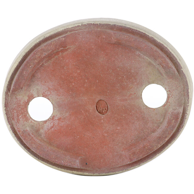 Pot à bonsaï ovale beige par Eime Yozan - 115 x 85 x 27 mm